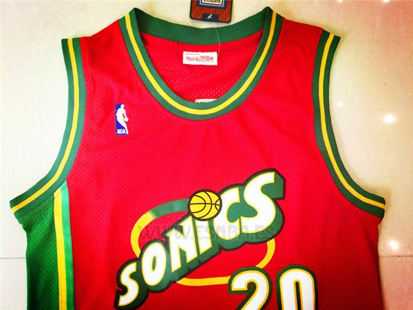 Camiseta Historic Retro Seattle SuperSonics Gary Payton #20 Rojo